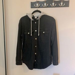 H&M Hooded denim jacket with rose motif on hood